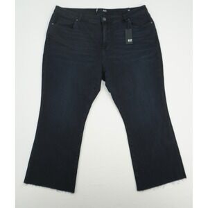 Kut from the Kloth Kelsey High Rise Ankle Flare Jeans Dark Wash Raw Hem 22W NEW